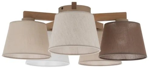 Brilagi - Lampadario a plafone LATTE SABIA 5xE27/15W/230V pino/misto