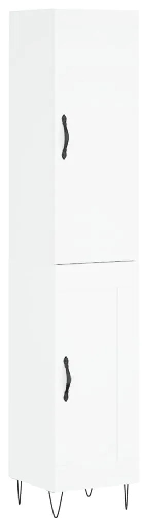 Credenza 34,5x34x180 cm in Legno Multistrato Bianco Lucido