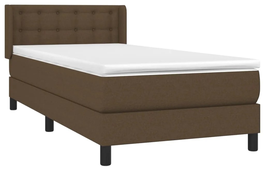 Giroletto a molle con materasso marrone scuro 100x200cm tessuto