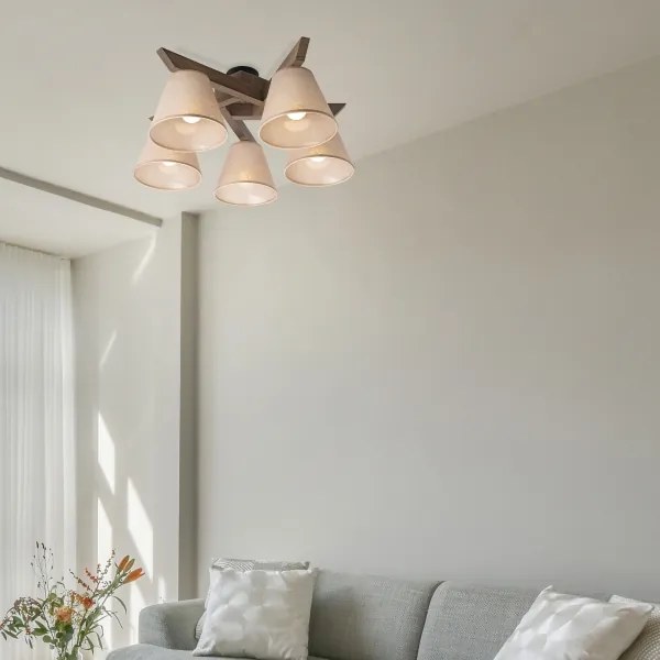 Brilagi - Lampadario LED ANTHONY 5xE14/40W/230V rovere/noce/beige