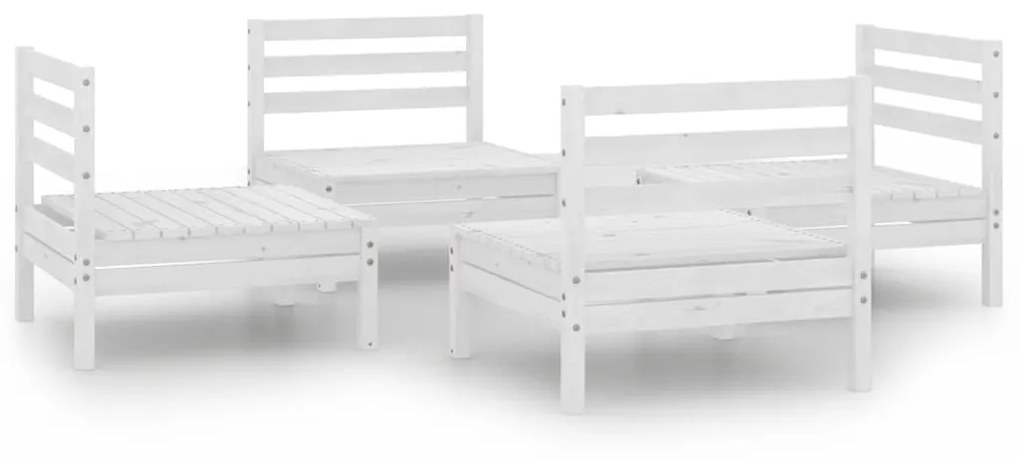 Set divani da giardino 4 pz bianco in legno massello di pino