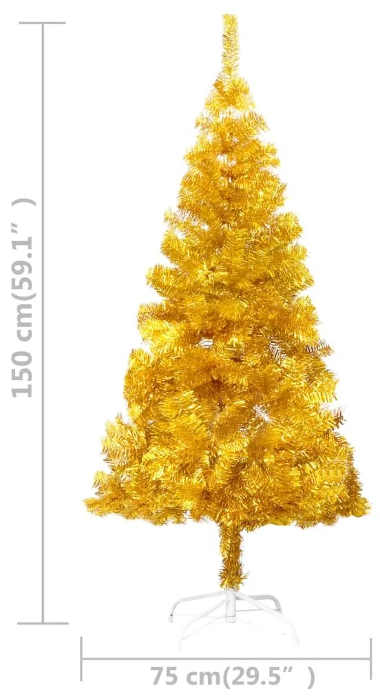 Albero di Natale Preilluminato con Palline Oro 150 cm PET