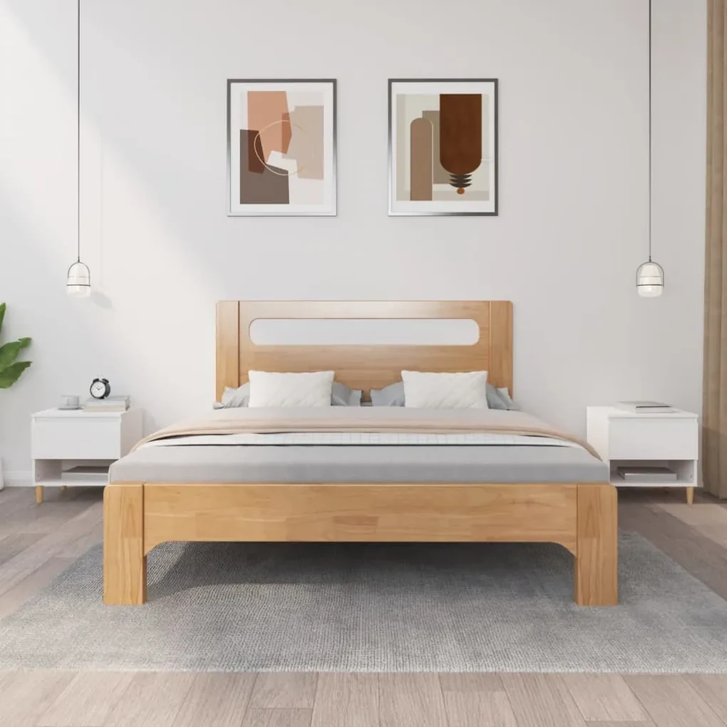 Comodini 2 pz bianchi 50x46x50 cm in legno multistrato