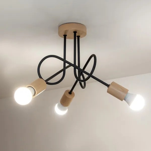 Plafoniera OXFORD 3xE27/15W/230V pino/nero