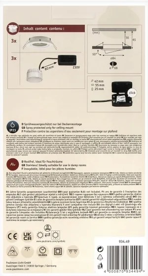 Paulmann 93449 - SET 3xLED/6,5W IP23 Lampada da incasso per bagno NOVA 230V