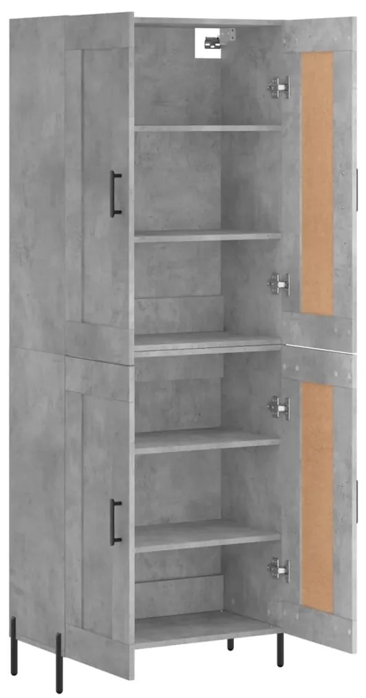 Credenza grigio cemento 69,5x34x180 cm in legno multistrato