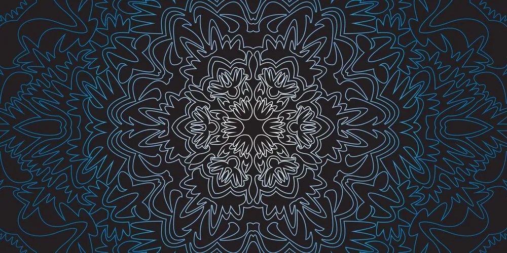 Stampa su tela – Mandala ornamentale su sfondo nero