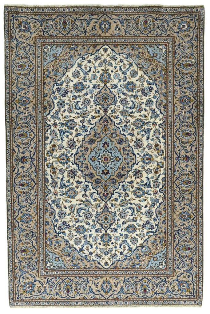 Kashan Tappeto 300 x 200 Beige (Iran) Annodato A Mano