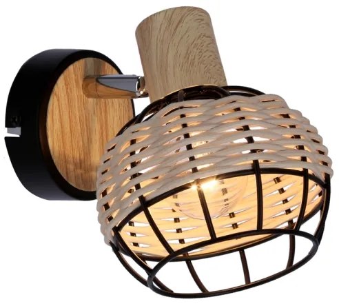 Faretto da parete TAJGA 1xE14/40W/230V rattan/nero