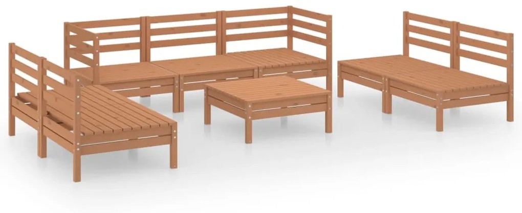 Set Divani da Giardino 8 pz Miele in Legno Massello di Pino