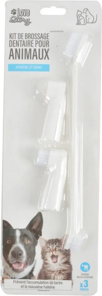 Set di spazzolini da denti per animali domestici 3 pz – Love Story