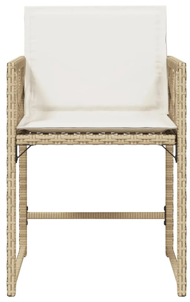 Sedie da giardino con cuscini 4 pz beige in polyrattan