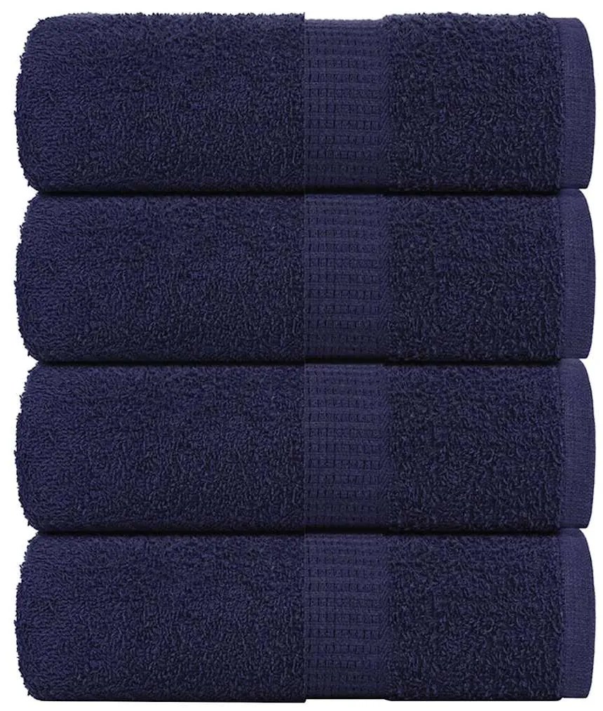 Asciugamani Ospiti 4 Pz Blu Marino 30x50cm 360 G/m² 100% Cotone /