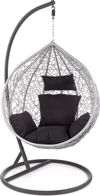 Poltrona sospesa Eggy in rattan grigio/nero - H195 cm