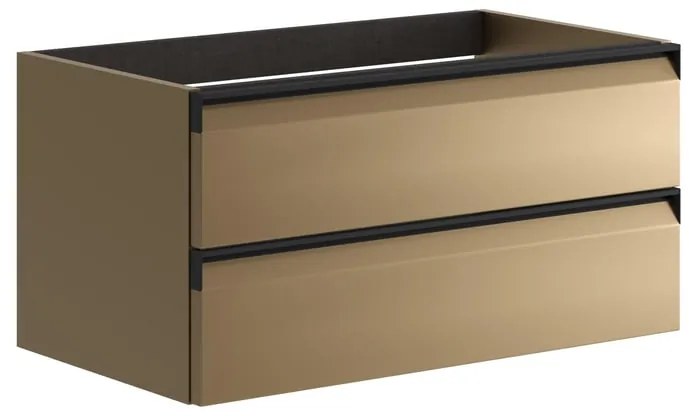 Mobile da bagno sospeso sotto lavabo L 79.5 x H 40 x P 45.5 cm giallo opaco, 2 cassetti Fusion