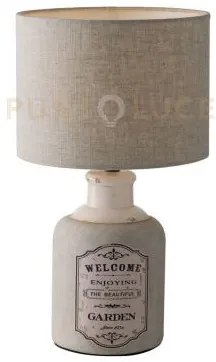 Lumetto factory in ceramica e paralume in tessuto grigio 1 luce att...