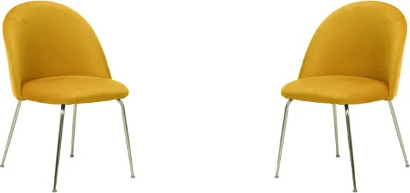 Sedia poltroncina in velluto Senape con gambe in metallo Oro - PARIS 2 sedie