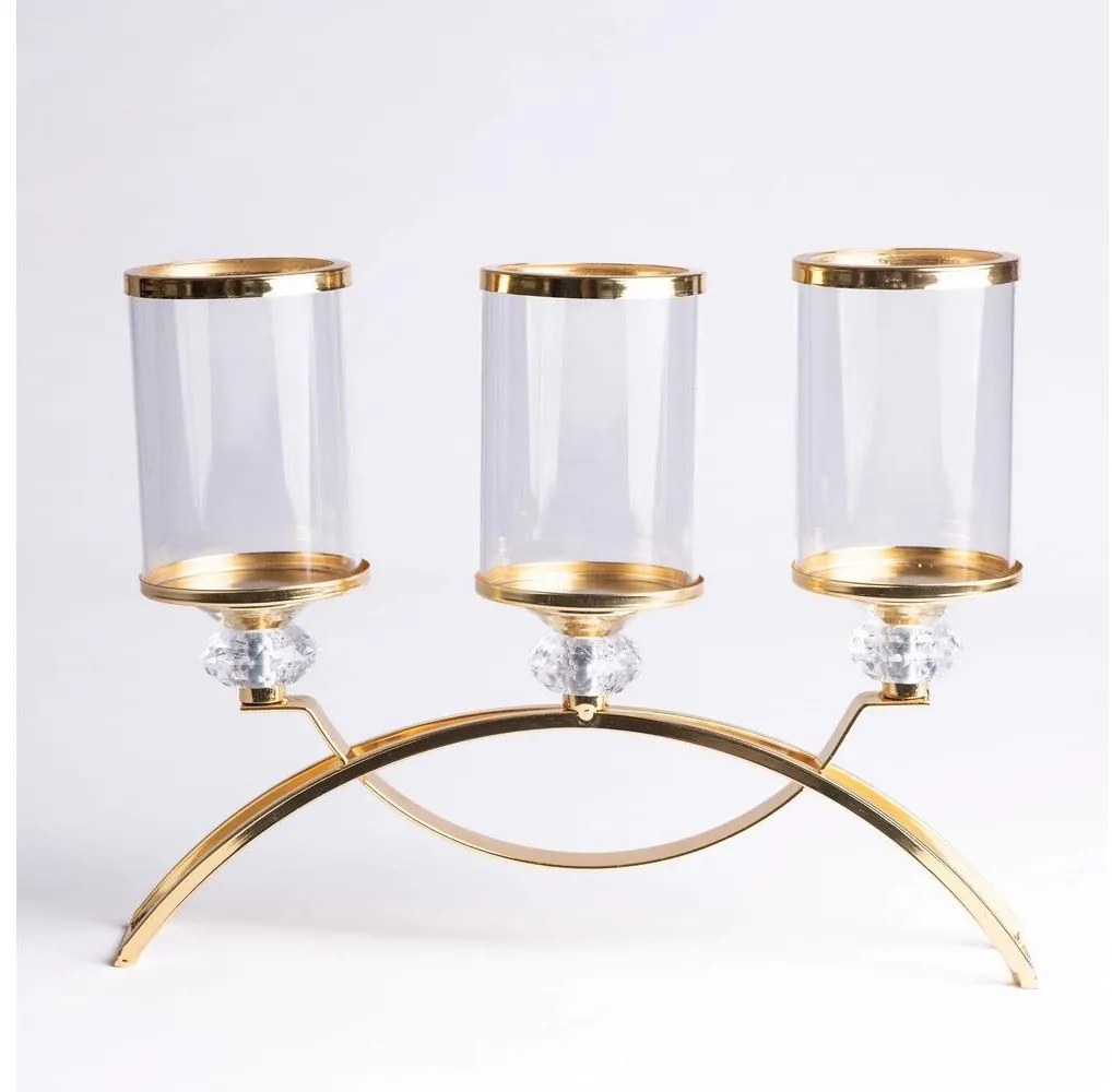 Portacandela GLAMOUR oro/trasparente