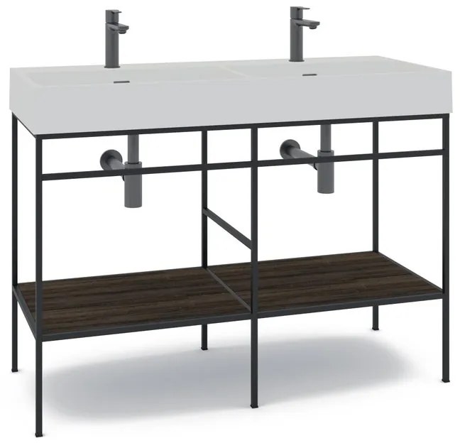 Mobile sottolavabo e lavabo Outline per doppia vasca nero L 120 x H 89 x P 45.5 cm