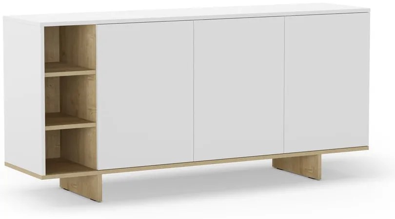 Cassettiera bassa bianca in rovere 170x80 cm Cequoia - Marckeric