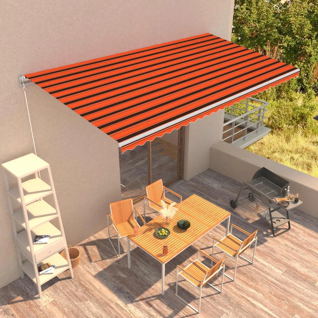 Tenda Da Sole Retrattile Manuale 600x300 Cm Arancione E Marrone /