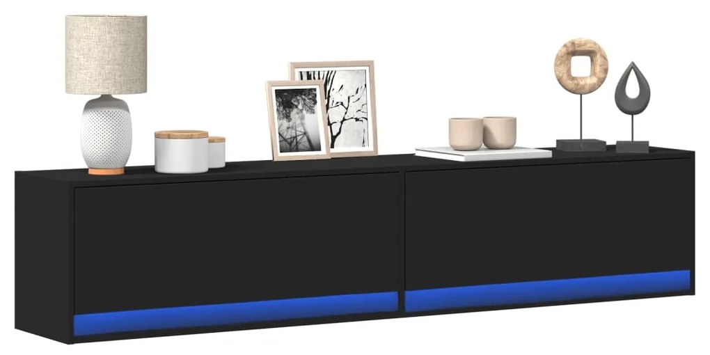 Mobile Tv A Parete Con Led Nero 180x31x38 Cm /