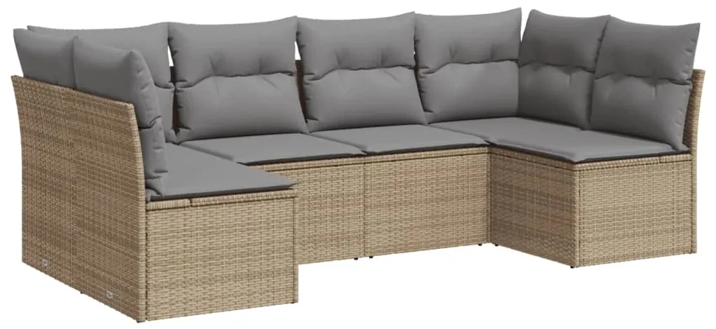 Set divano da giardino 6 pz con cuscini beige in polyrattan