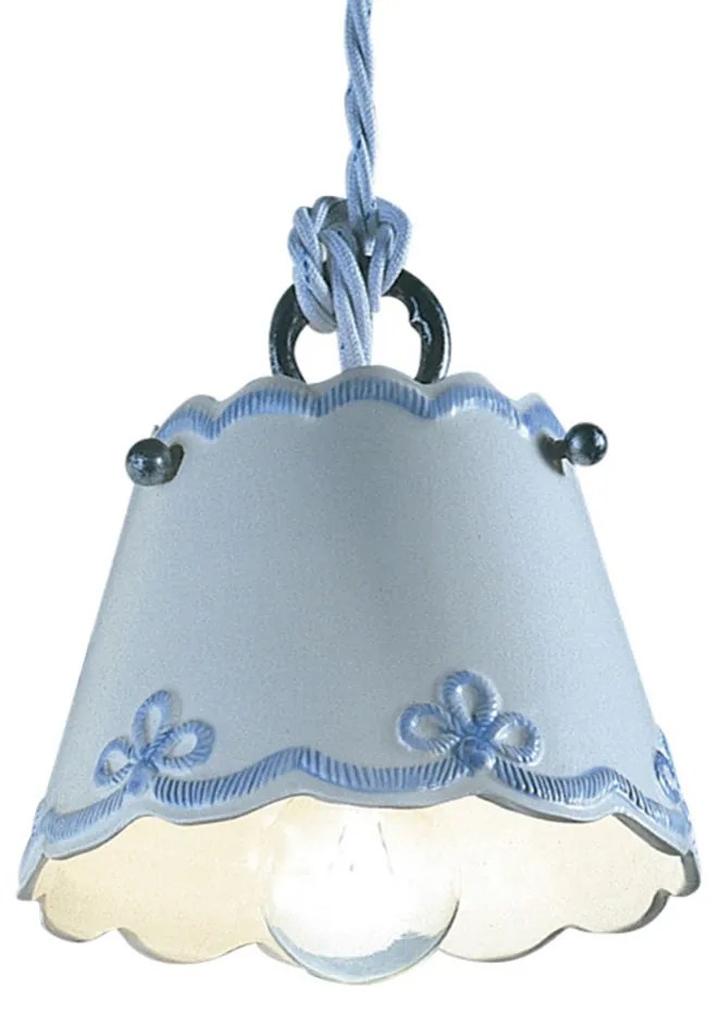 Lampadario Classico Ravenna Metallo Nero Ceramica Bianco Sfumato Argento 1 Luce E14