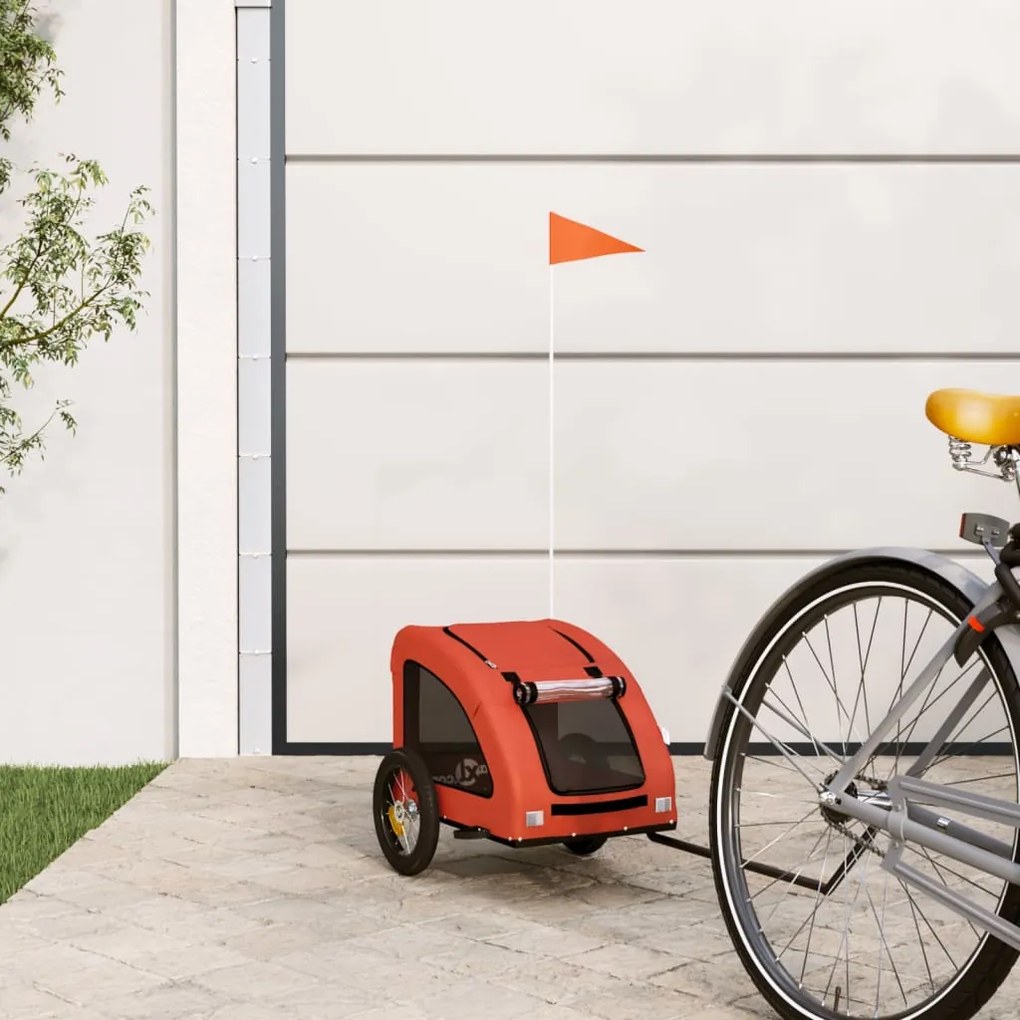 Rimorchio Da Bici Per Animali Arancione E Grigio Oxford E Ferro /