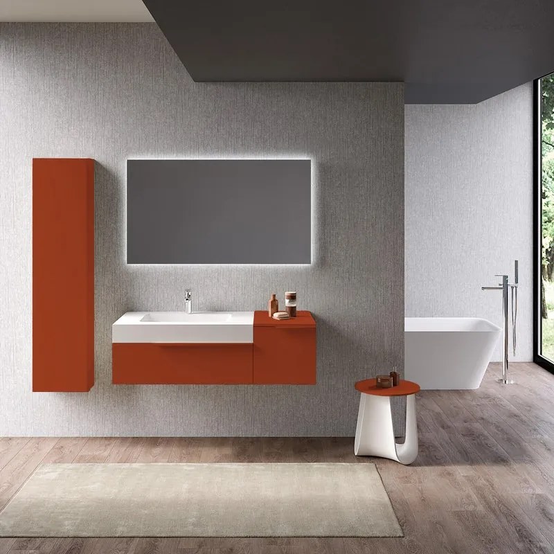 Mobile sottolavabo e lavabo Ginevra per vasca a sinistra rosso siena L 120 x H 36 x P 51 cm