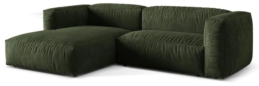 Divano angolare componibile verde (con penisola a sinistra/con chaise lounge) con rivestimento in velluto Martina – Micadoni