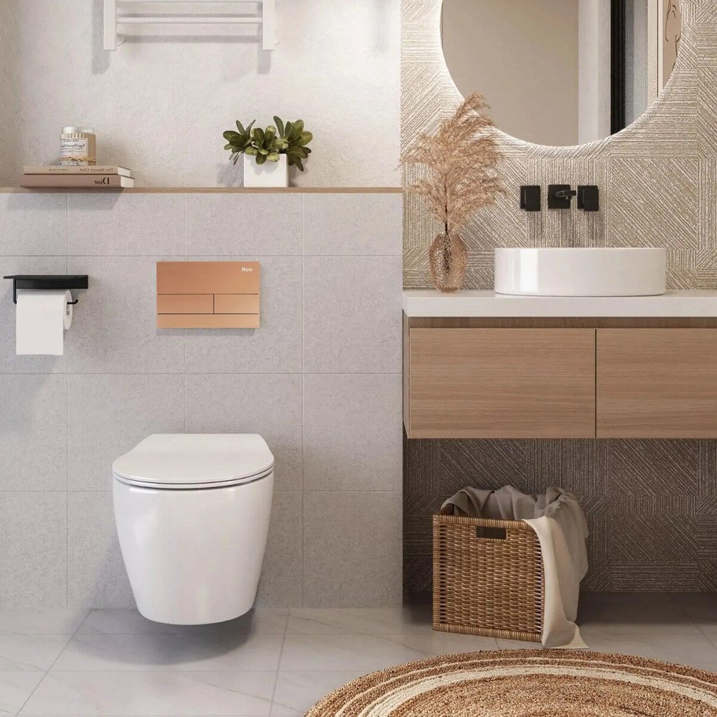 Telaio WC da incasso K011A-Q Rea T Brush Copper/Rose Gold