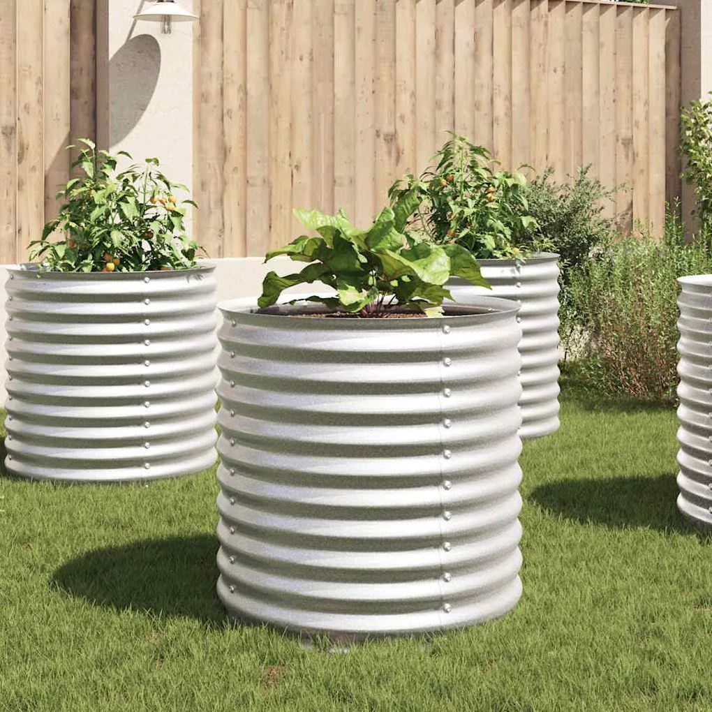Letto Rialzato Giardino 80x80x81 Cm İn Acciaio Zincato Argento /