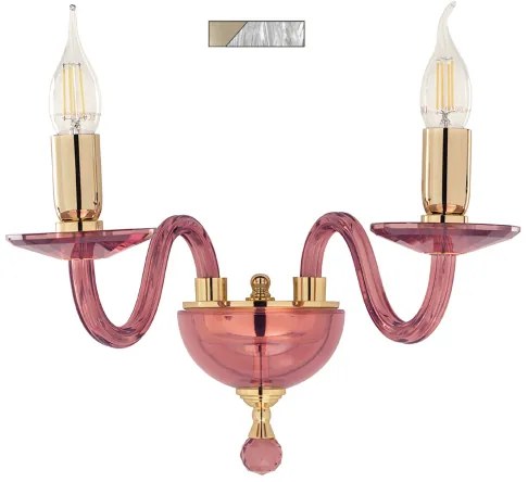 Applique PAGANINI a 2 Luci in vetro lavorato a mano 38 cm Oro