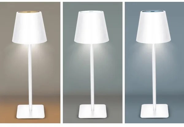 Solight WO69-W - Lampada da tavolo ricaricabile LED con dimmer a sfioramento LUCCA, 3,7 V 2000 mAh, bianca