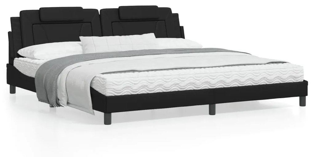 Letto con materasso nero 200x200 cm in similpelle