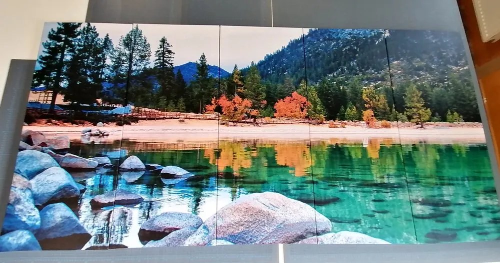 Quadri 5 pezzi – Lago in una natura splendida