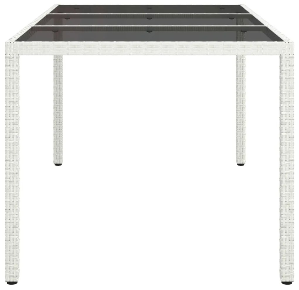 Tavolo giardino 150x90x75cm vetro temperato polyrattan bianco