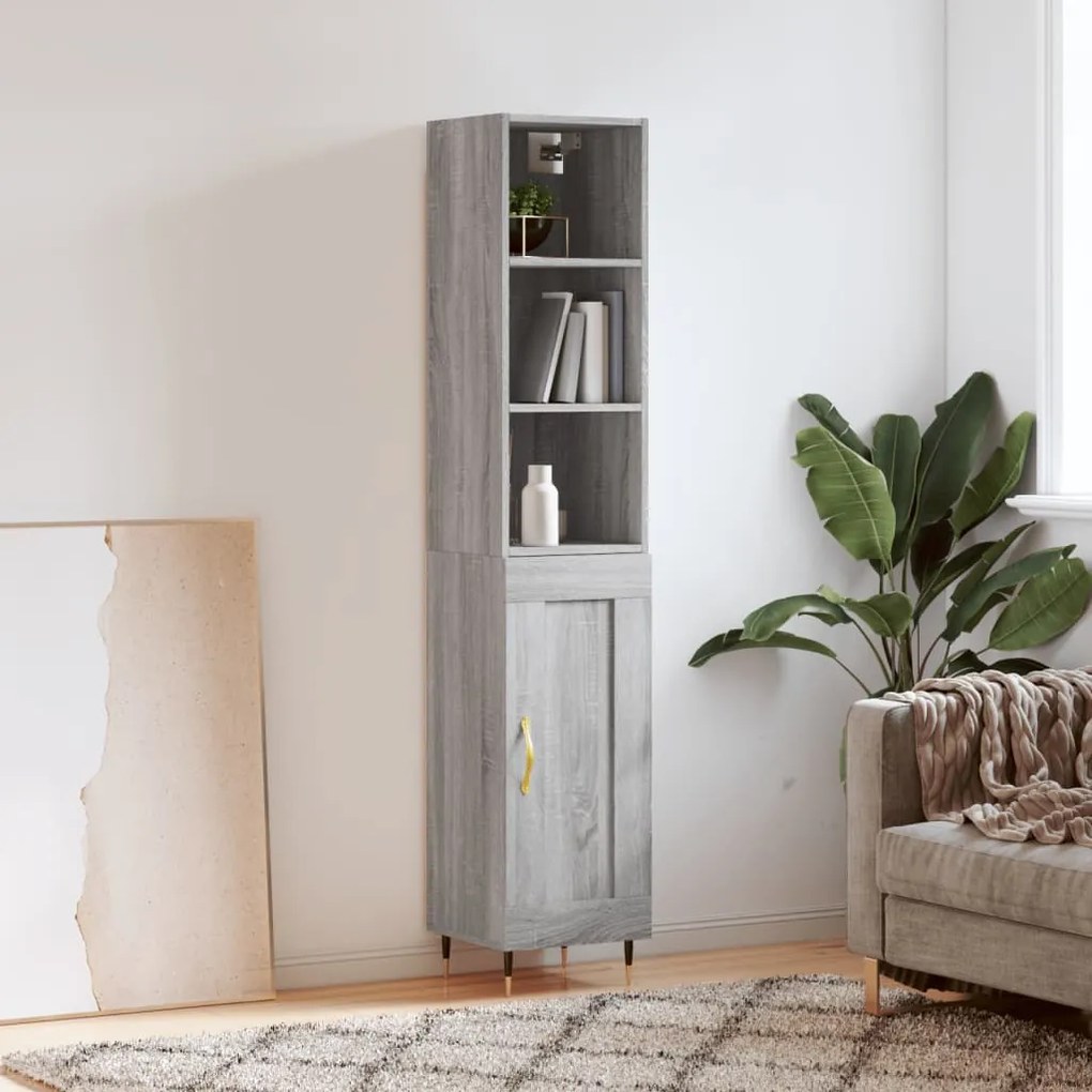 Credenza Grigio Sonoma 34,5x34x180 cm in Legno Multistrato