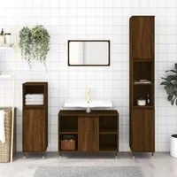 Set Mobili da Bagno 3 pz Rovere Marrone in Legno Multistratocod mxl 125394