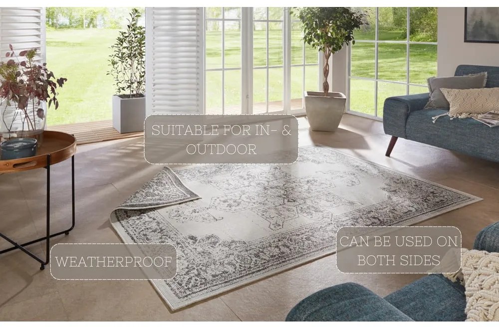 Tappeto da esterno grigio e crema , 160 x 230 cm Borbon - NORTHRUGS