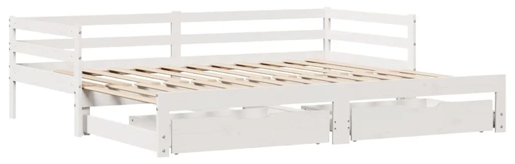 Dormeuse letto estraibile e cassetti bianco 90x200cm legno pino