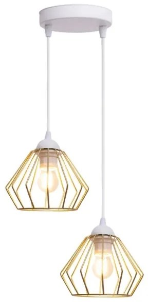 Lampadario a sospensione con filo CEED GOLD 2xE27/60W/230V diametro 28 cm bianco/oro