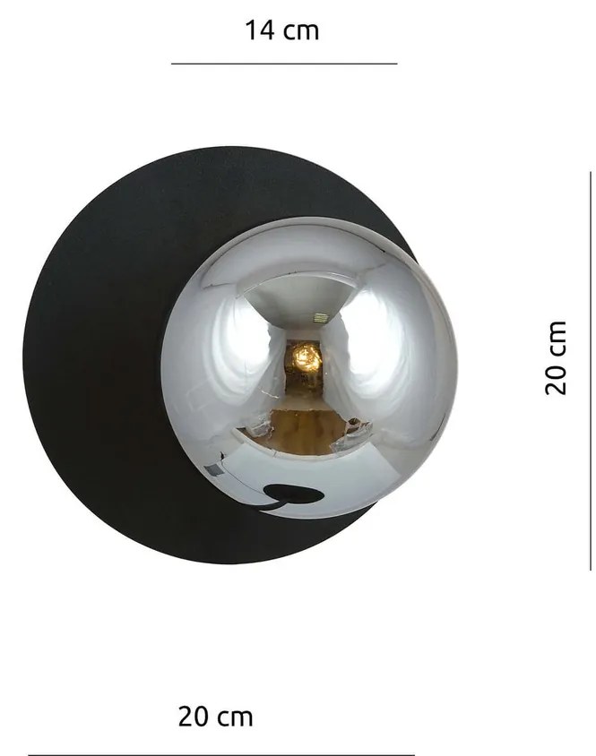 Applique Oslo Nera con sfera Grafite E14 da parete o soffitto