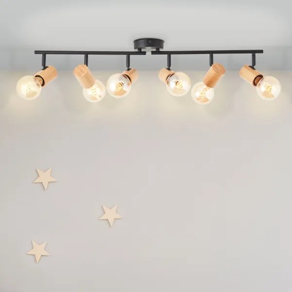 Brilliant - Lampada con 6 faretti KERRY 6xE27/40W/230V nero/bambù