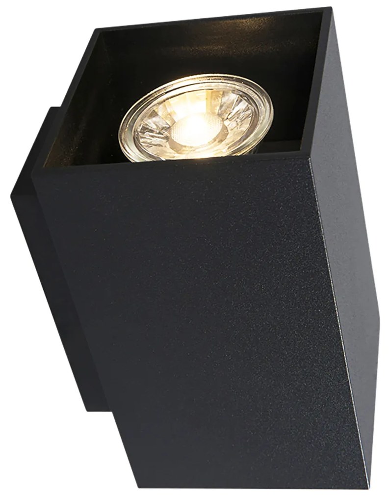 Set di 2 lampade da parete moderne nere quadrate 2 luci - Sandy