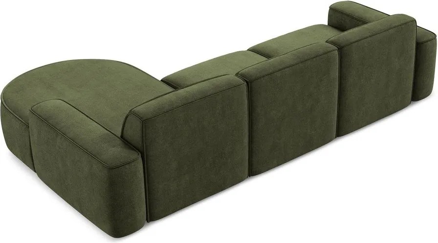 Divano angolare verde (con penisola a destra/con chaise lounge) con rivestimento in ciniglia Omao – Makamii