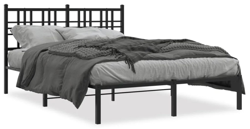Giroletto Con Testiera İn Metallo Nero 140x190 Cm /