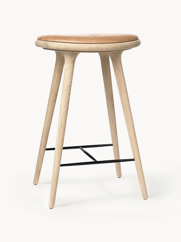 Sgabello alto da bar in legno di quercia High Stool