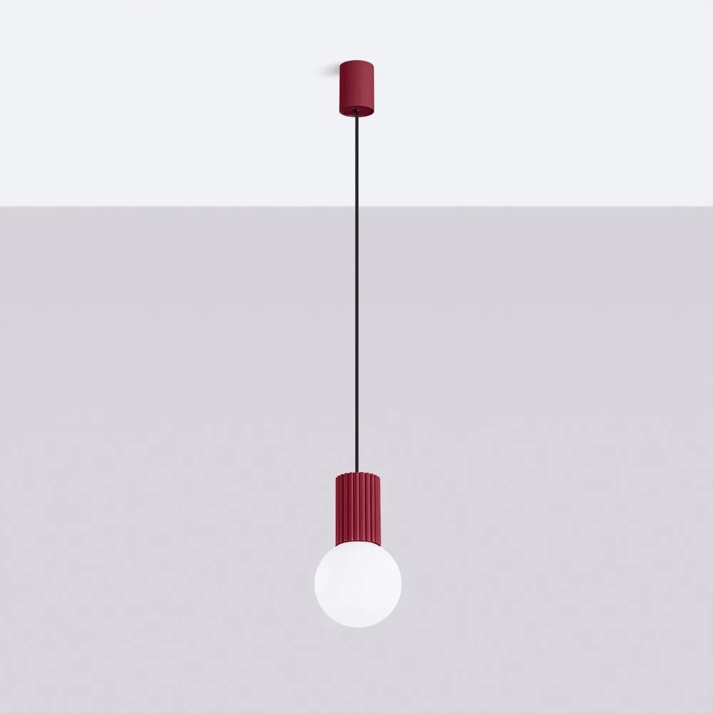 Lampadario burgundy con paralume in vetro ø 12 cm Orbital – Sollux